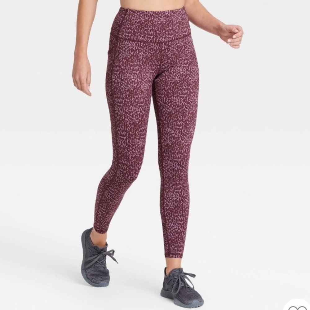 All In Motion Leopard Jacquard Leggings Mulberry